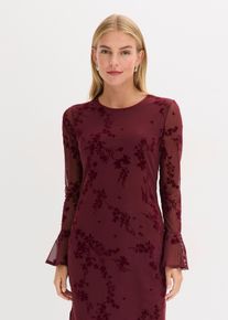 bonprix Minikleid mit Mesh, rot, Gr.48/50 (XL), Stylisches Kleid mit toller Passform und Trompeten&auml;rmeln