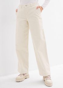 bonprix Weite Cordhose, wei&szlig;, Gr.50, Moderne weitgeschnittene Hose, 98% Baumwolle