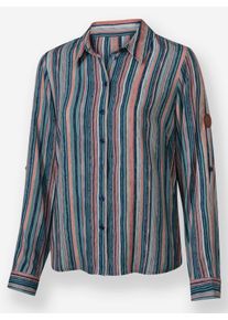 sheego Große Größen Gestreifte Bluse aus reiner Viskose, marine-rosenholz-gestreift, Größe 52 - Damen