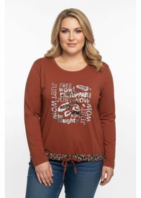 sheego Große Größen Print-Shirt mit Cut-Outs, rostrot-schwarz, Größe 44 - Damen