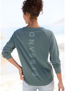 Longsleeve ELBSAND "Tinna", Damen, Gr. M (38), blau (petrol), Jersey, Obermaterial: 50% Baumwolle, 50% Polyester, unifarben, figurumspielend h&uuml;ftlang, Rundhals, Shirts Longsleeve, mit Logodruck hinten, Langarmshirt aus Baumwoll-Mix, sportlich-casual, Topseller