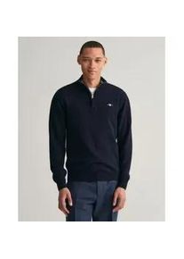 Gant f&uuml;r Herren. 87213 Pullover mit halbem Rei&szlig;verschluss navy (XXL), L&auml;ssig, Wolle, Langarm, Marine