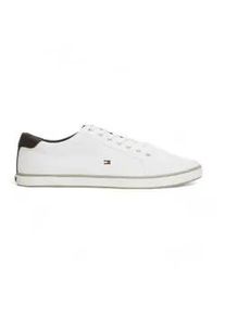 Tommy Hilfiger f&uuml;r Herren. FM0FM00596 Wei&szlig;e Canvas-Turnschuhe zum Schn&uuml;ren (44), Stoff, Wohnung, 1 bis 3 cm, Schn&uuml;rsenkel, L&auml;ssig