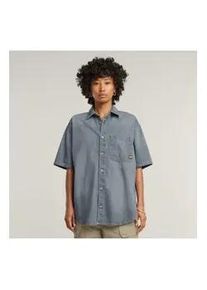 G-Star Raw G-Star f&uuml;r Damen. D26594-D944-H134 Entspanntes blaues Hemd (S), L&auml;ssig, Kurzarm, Bio-Baumwolle, Nachhaltig