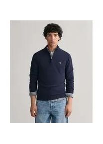 Gant f&uuml;r Herren. 87213 Sehr feiner Pullover aus Schafwolle mit marinefarbenem Halbrei&szlig;verschluss (3XL), L&auml;ssig, Baumwolle