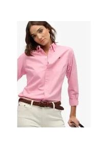 Superdry f&uuml;r Damen. W4010565A Schmal geschnittenes Oxford-Hemd rosa (XS), L&auml;ssig, Baumwolle, Langarm