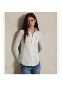 Polo Ralph Lauren f&uuml;r Damen. 211664427003 Schmal geschnittenes wei&szlig;es Baumwoll-Oxford-Hemd (M), L&auml;ssig, Baumwolle, Langarm
