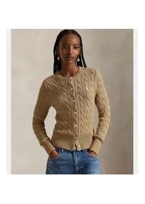 Polo Ralph Lauren f&uuml;r Damen. 211971868502 Baumwollstrickjacke aus beigefarbenem, ecrufarbenem Baumwolljersey (L), L&auml;ssig, Baumwolle