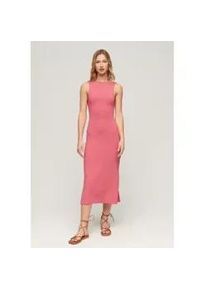 Superdry f&uuml;r Damen. W8011612A Gestricktes Midikleid mit rosafarbenem Criss-Cross-R&uuml;cken (XS), L&auml;ssig, Viskose, &Auml;rmellos / Hosentr&auml;ger