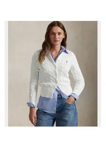 Polo Ralph Lauren f&uuml;r Damen. 211971868007 Strickjacke aus Baumwolle in wei&szlig;em Achterstrick (S), L&auml;ssig
