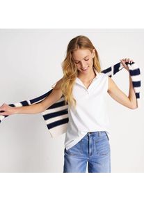 LANDS' END &Auml;rmelloses Supima-Poloshirt, Damen,  Wei&szlig;, Baumwolle, by Lands' End