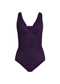 LANDS' END Shape-Badeanzug mit V-Ausschnitt SLENDER in D-Cup, Damen,  Lila, Elasthan/Nylon-Mischung, by Lands' End