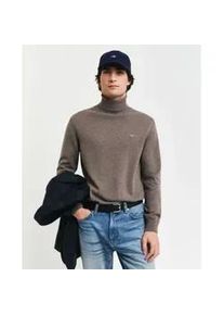 Gant f&uuml;r Herren. 8060070 Pullover aus Baumwolle und Wolle mit gr&uuml;nem Rollkragen (L), Braun, L&auml;ssig