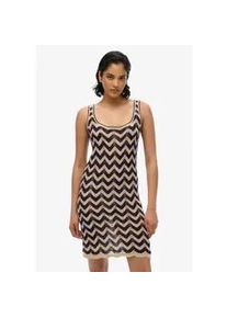 Superdry f&uuml;r Damen. W8011846A Navyfarbenes Minikleid aus Zickzack-Strick (S), L&auml;ssig, Viskose, &Auml;rmellos / Hosentr&auml;ger, Marine