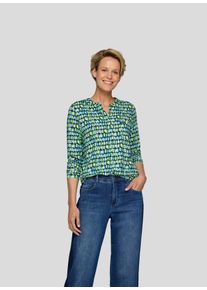 Langarmshirt Rabe, Damen, Gr. 38, pazifik, Web, Obermaterial: 92% Viskose, 8% Elasthan, bedruckt, tailliert h&uuml;ftbedeckend, Rundhals, Shirts Langarmshirt, mit grafischem Muster