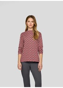 Langarmshirt Rabe, Damen, Gr. 46, merlot, Web, Obermaterial: 70% Polyester, 28% Viskose, 2% Elasthan, Minimalmuster, bedruckt, l&auml;ssig geschnitten h&uuml;ftbedeckend, Rundhals, Shirts Langarmshirt, mit grafischem Muster