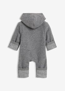 bonprix Overall in Wolloptik mit Kapuze, grau, Gr.62, Kuscheliger Baby Einteiler mit umschlagbaren Hand- und Fu&szlig;handschuhe