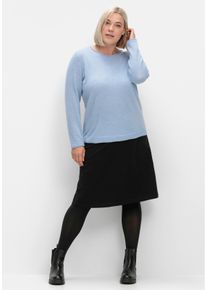 sheego Große Größen Kaschmirpullover mit Rollkanten, blau-meliert, Größe 40/42 - Damen