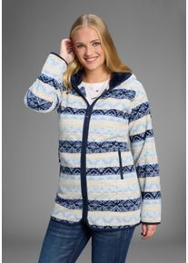 sheego Große Größen Fleecejacke, blau-woll weiß, Größe 52 - Damen