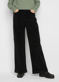 bonprix Weite Stretch-Cordhose High-Waist, schwarz, Gr.54, Modische Marlene Hose aus Cord mit Bequembund f&uuml;r mehr Bewegungsfreiheit, aus Cord