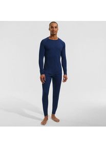 LANDS' END Lange Thermaskin Unterhose mit Stretch, Herren,  Blau, Elasthan/Polyester-Mischung, by Lands' End