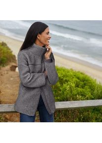 LANDS' END Sherpa-Fleecejacke, Damen,  Grau, Polyester, by Lands' End