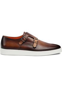 Santoni Low-Top Sneaker - Doppel-Monkstraps aus Leder - Gr. UK_11_5 - in Wei&szlig; - f&uuml;r Damen