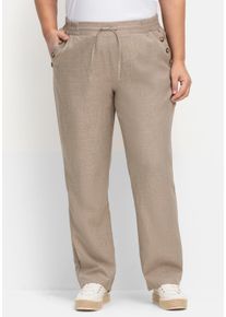 sheego Große Größen Hose in Leinen-Optik, taupe, Größe 25 - Damen