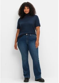 sheego Große Größen Kurzarmpullover mit Rollkragen, marine, Größe 50 - Damen