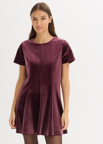 bonprix Minikleid aus softem Samt, rot, Gr.52, Minikleid aus Samt mit weit schwingendem Rockteil