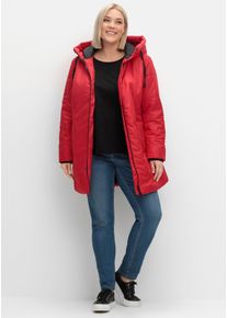 sheego Große Größen Stark wärmende Longjacke mit Steppmuster, rot, Größe 42 - Damen
