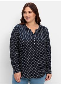 sheego Große Größen Schlupf-Bluse mit Minimal-Muster, marine-weiß-bedruckt, Größe 52 - Damen