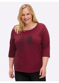 sheego Gro&szlig;e Gr&ouml;&szlig;en 3/4-Arm-Shirt mit grafischem Druck, dunkelrot-schwarz, Gr&ouml;&szlig;e 54 - Damen