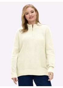 sheego Gro&szlig;e Gr&ouml;&szlig;en Stehkragenpullover in Patentstrick, champagner, Gr&ouml;&szlig;e 50 - Damen