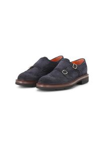 Santoni Low-Top Sneaker - Doppel-Monkstraps aus Veloursleder - Gr. 44,5 (EU) - in Blau - f&uuml;r Damen