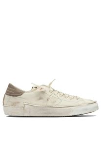 Philippe Model Low-Top Sneaker - Distressed Off-White Leather Sneakers With Brown A - Gr. 45 (EU) - in Beige - f&uuml;r Damen