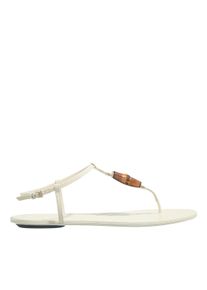Gucci Low-Top Sneaker - Thong Malaga Kid Leather Sandals - Gr. 40 (EU) - in Creme - f&uuml;r Damen