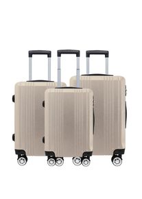 Novel Reisekofferset, Gold, Metall, Kunststoff, Textil, 3-teilig, Zahlenschloss, h&ouml;henverstellbarer Teleskopgriff, 360&deg;-Rollensystem, Tragehenkel, Netzfach, Freizeit, Koffer & Taschen, Reisekoffer-Sets