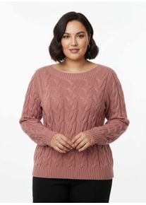 sheego Große Größen Pullover mit U-Boot-Ausschnitt, rosenholz, Größe 48 - Damen