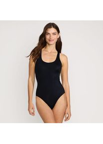 LANDS' END Komfort-Badeanzug mit gekreuzten Tr&auml;gern, hohes Bein, in Lang-Gr&ouml;&szlig;e, Damen,  Schwarz, Nylon-Mischung, by Lands' End