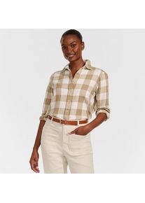 LANDS' END Boyfriend-Bluse aus Flanell, Damen,  Beige, Baumwolle, by Lands' End