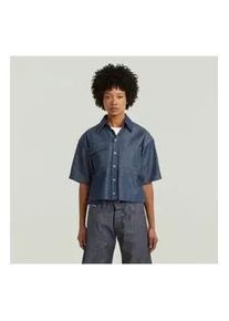 G-Star Raw G-Star f&uuml;r Damen. D26294-D303-001 Remix blaues Hemd (XXL), L&auml;ssig, Baumwolle, Kurzarm