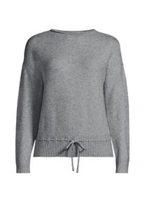LANDS' END Wool Touch Pullover mit B&auml;ndchenzug-Saum, Damen,  Grau, Wolle/Polyester/Viskose, by Lands' End