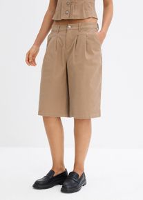 bonprix Long-Bermuda aus elastischem Baumwoll-Mix, braun, Gr.48, Stylische Long-Bermuda aus elastischem Baumwoll-Mix und seitlichen Taschen, 97% Baumwolle
