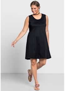sheego Große Größen Jerseykleid in weiter A-Linie, ärmellos, schwarz, Größe 42 - Damen