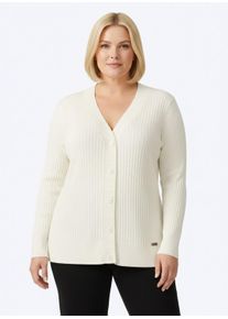 sheego Große Größen Strickjacke in Ripp-Optik, ecru, Größe 38 - Damen