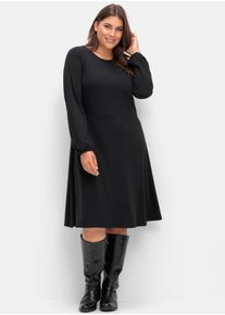 sheego Große Größen Jerseykleid mit elastischen Bündchen, schwarz, Größe 50 - Damen