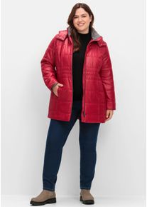 sheego Gro&szlig;e Gr&ouml;&szlig;en Longjacke mit 2-Wege-Rei&szlig;verschluss, kirsche, Gr&ouml;&szlig;e 52 - Damen