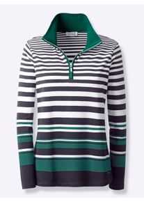 sheego Gro&szlig;e Gr&ouml;&szlig;en Sweatshirt im Streifen-Dessin, marine-dunkelgr&uuml;n-gestreift, Gr&ouml;&szlig;e 50 - Damen