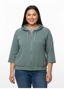 sheego Gro&szlig;e Gr&ouml;&szlig;en Shirtjacke mit Kapuze, jade, Gr&ouml;&szlig;e 36 - Damen
